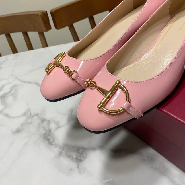 GUCCI 26S HORSEBIT BALLET FLATS IN PINK CALFSKIN