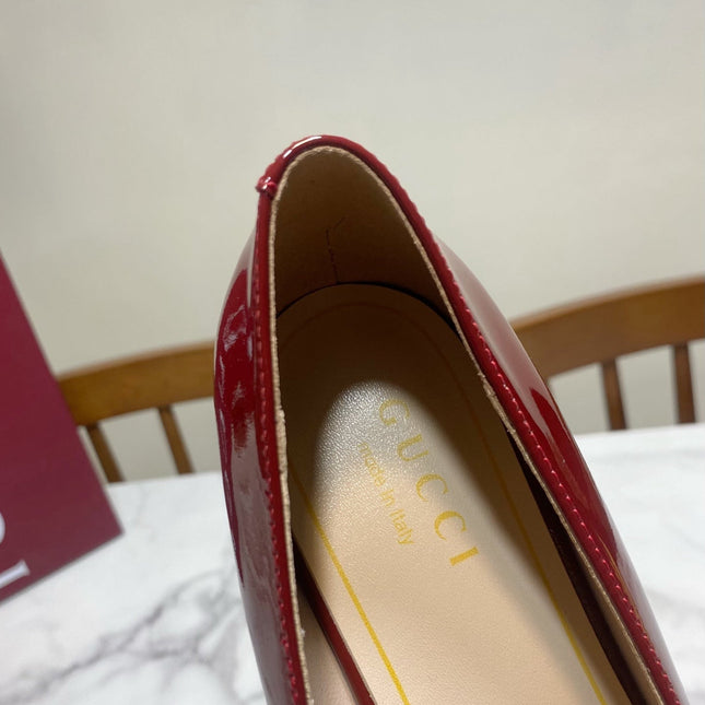 GUCCI 26S HORSEBIT BALLET FLATS IN DARK RED CALFSKIN