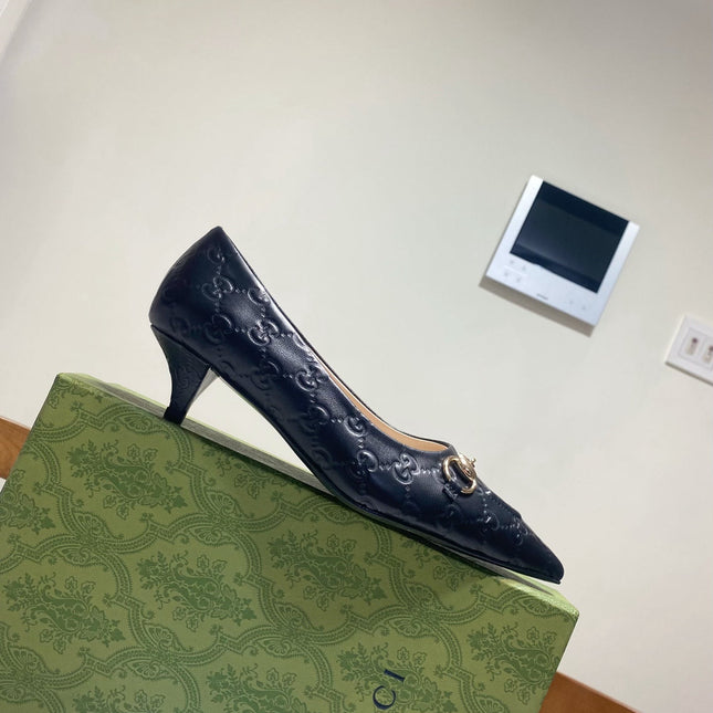 GUCCI 26S HIGH-HEELED SHOES 45 MM IN BLACK LAMBSKIN