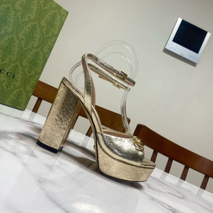 GUCCI 26S HIGH-HEELED SANDALS 105 MM IN LIGHT GOLD CALFSKIN