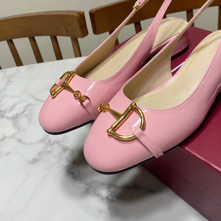 GUCCI 26S SLINGBACK FLATS IN PINK CALFSKIN