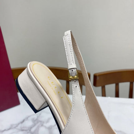 GUCCI 26S SLINGBACK FLATS IN CREAM WHITE CALFSKIN
