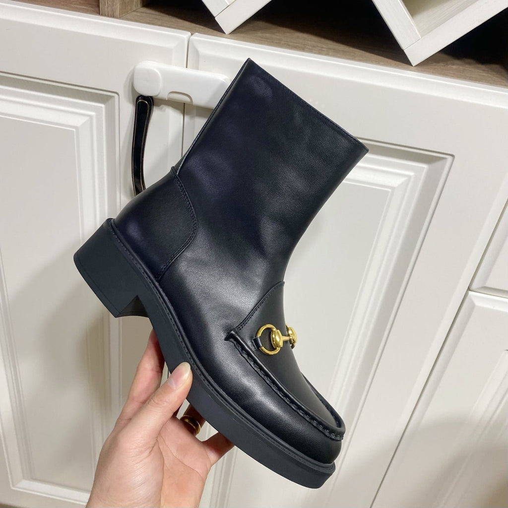 GUCCI 26S HORSEBIT BOOTS 40 MM IN BLACK CALFSKIN