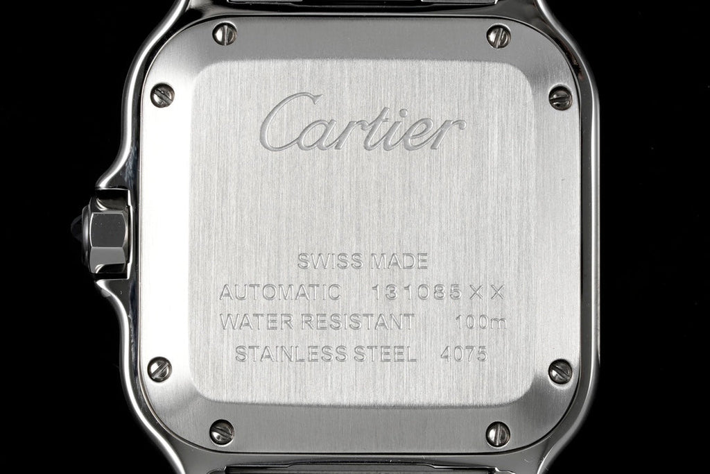 SANTOS MEDIUM MODEL DE CARTIER WATCH SILVER CASE WITH GREEN FOREST DIAL