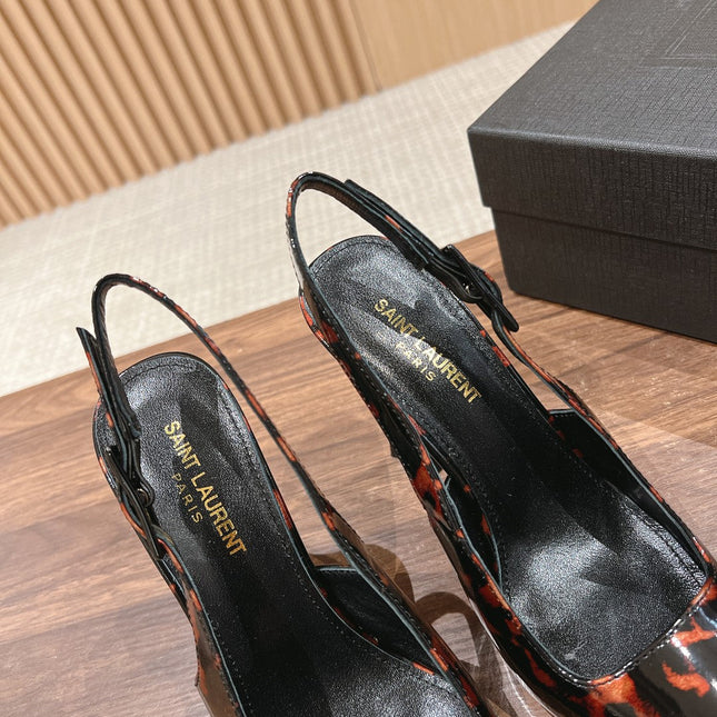 SL DUNE SLINGBACK PUMPS LEOPARD POLISHED CALFSKIN