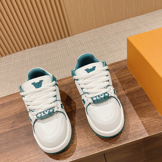 LV Trainer Maxi Sneaker White Mix Emerald Green Calfskin