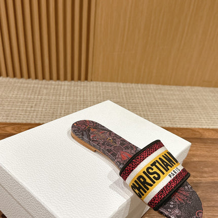 DIOR 26S SLIDE SANDALS IN MULTICOLOR TOILE PRINT LOGO
