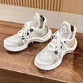 LV ARCHLIGHT SNEAKER IN WHITE MIX PALE GRAY CALFSKIN AND MONOGRAM DENIM