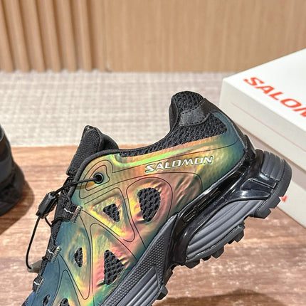 ALO 25S SALOMON XT WHISPER IN BLACK MESH FABRIC AND GREEN LAMBSKIN