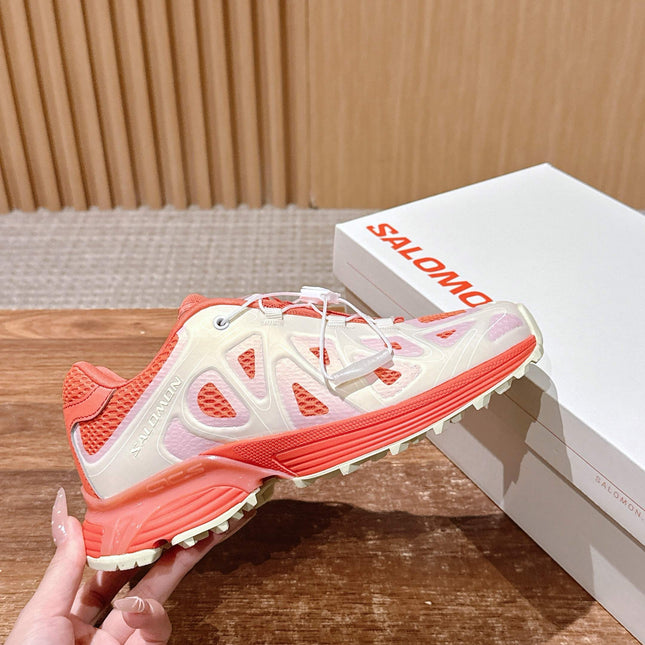 ALO 25S SALOMON XT WHISPER IN ORANGE MESH FABRIC AND WHITE LAMBSKIN