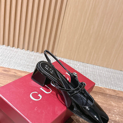 GUCCI 26S BLOCK-HEEL SLINGBACK PUMPS 45 MM IN BLACK CALFSKIN