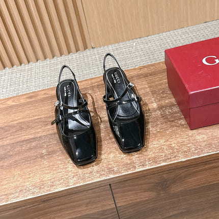 GUCCI 26S BLOCK-HEEL SLINGBACK PUMPS 45 MM IN BLACK CALFSKIN