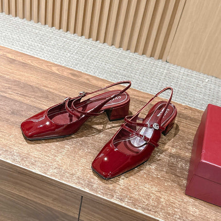 GUCCI 26S BLOCK-HEEL SLINGBACK PUMPS 45 MM IN RED CALFSKIN