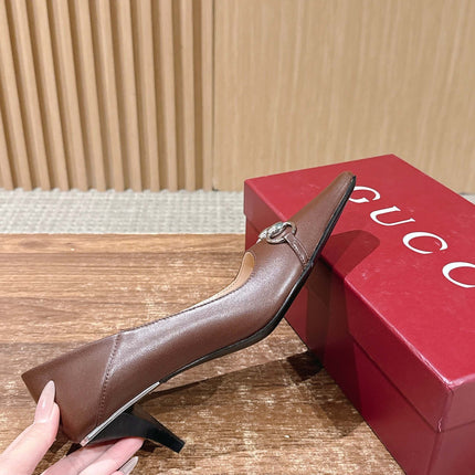 GUCCI 26S VITTORIA PUMPS 60 MM IN BROWN LAMBSKIN