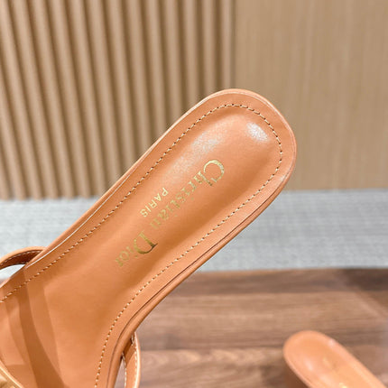 DIOR 26S HEEL SANDALS IN CARAMEL BROWN CALFSKIN STRAPPY