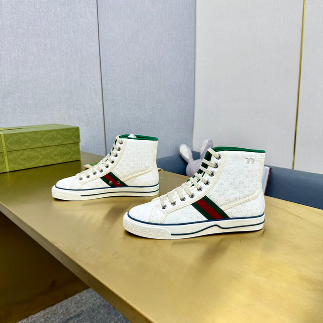 GG TENNIS 1977 HIGH-TOP TRAINER WHITE CANVAS