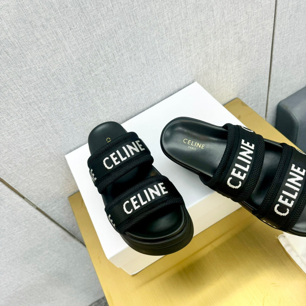 BLACK BLOCK SLIDE MESH NYLON AND TEXT WITH JACQUARD