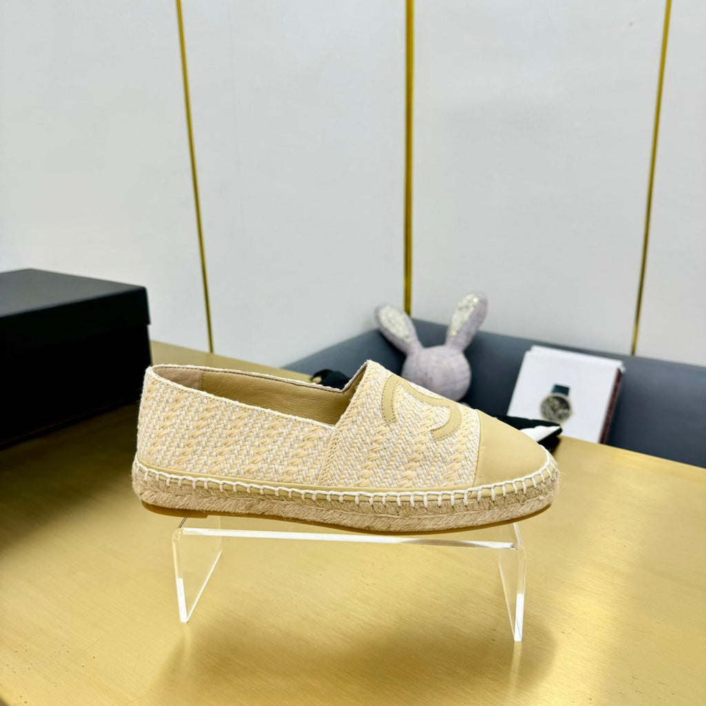 CC ESPADRILLES PLATFORM 25S IN BEIGE YELLOW TWEED MIX CALFSKIN