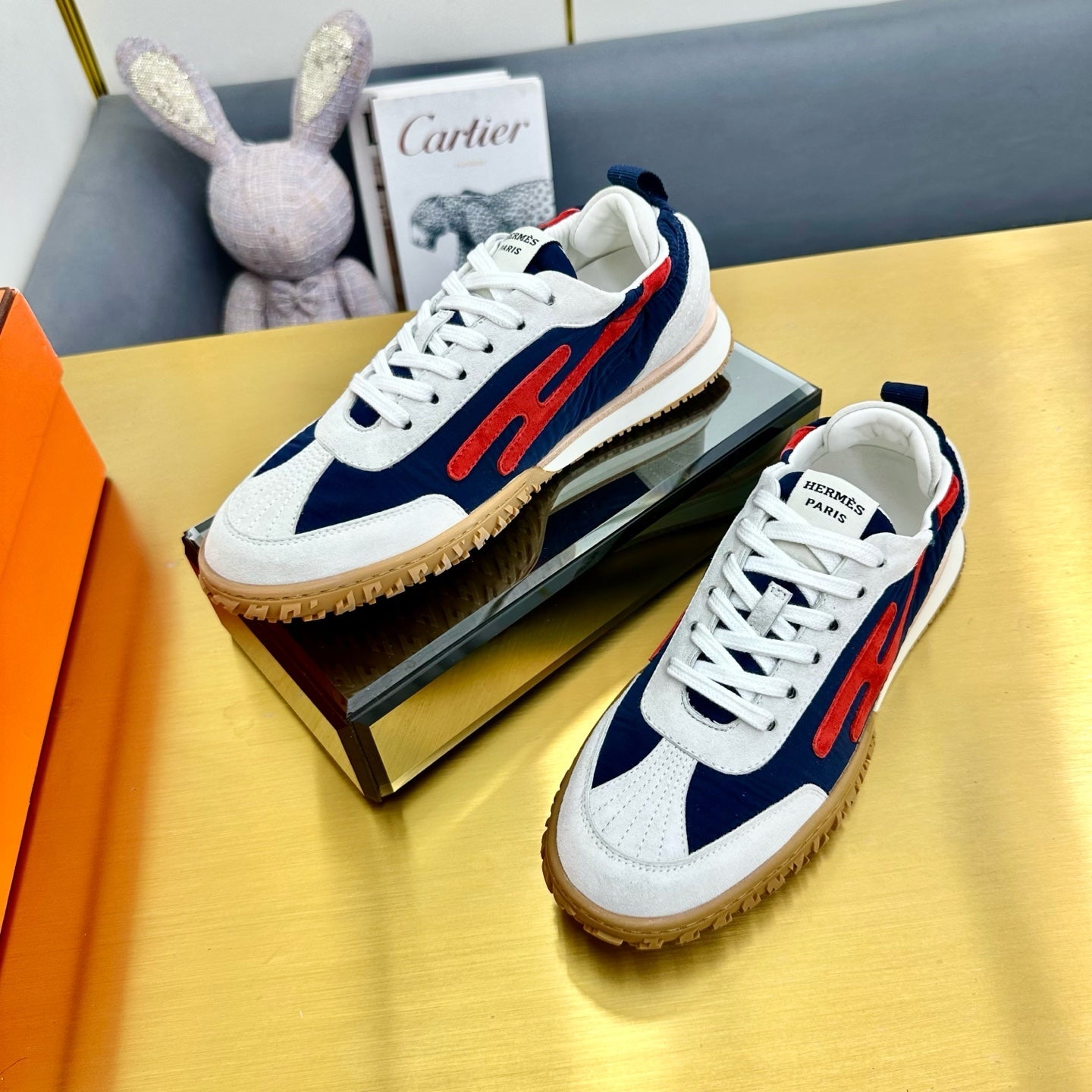 JET SNEAKER IN WHITE MIX NAVY BLUE SUEDE