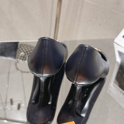 LV 26S POINTED TOE HIGH HEELS 55 MM IN BLACK BLUE CALFSKIN