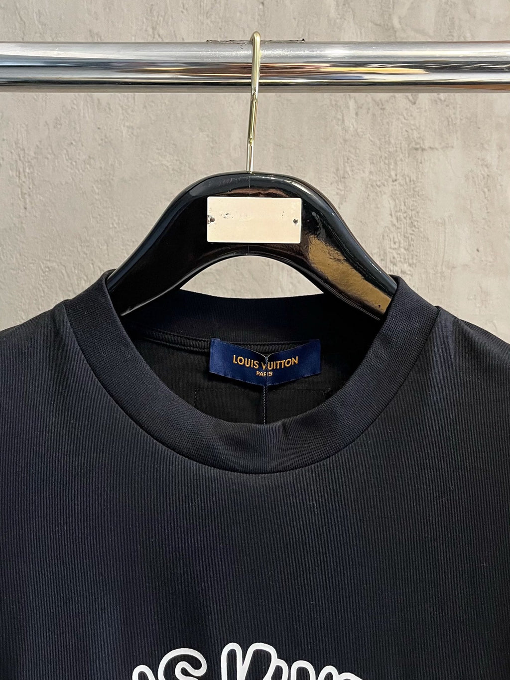 LV T-SHIRT IN BLACK COTTON LOGO PRINT 238866