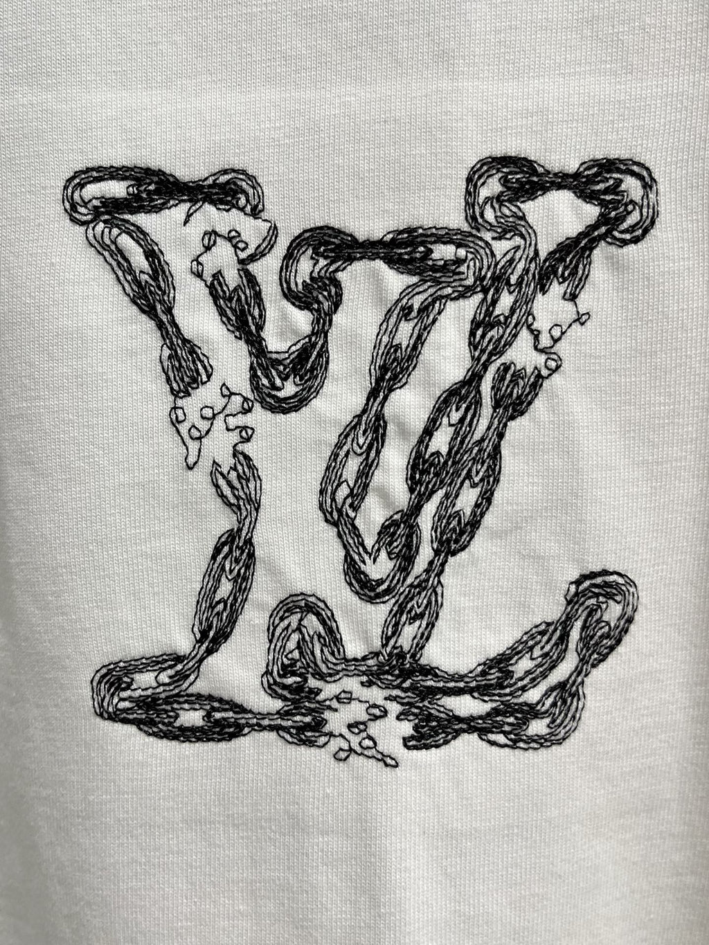 LV WHITE COTTON T-SHIRT EMBROIDERED LOGO 238861