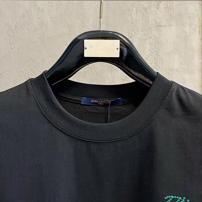 LV T-SHIRT IN BLACK EMBROIDERED LOGO PURE COTTON 238776