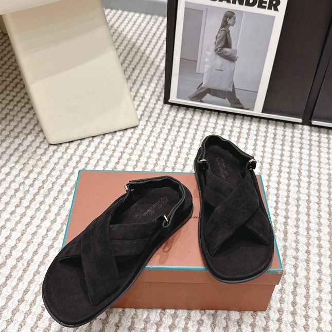 LP 26S CROSS-STRAP SANDALS IN BLACK SUEDE