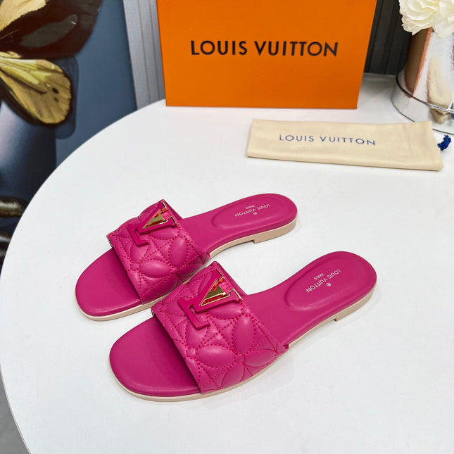 LV 26S MARE FLAT MULES IN PINK CALFSKIN
