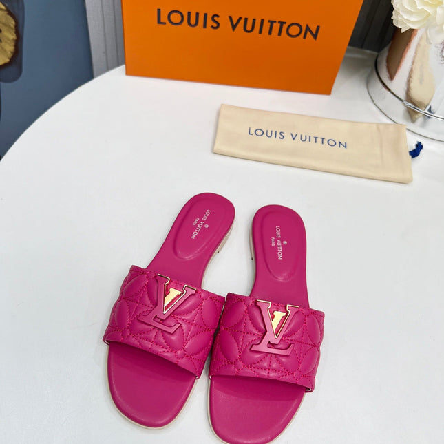 LV 26S MARE FLAT MULES IN PINK CALFSKIN