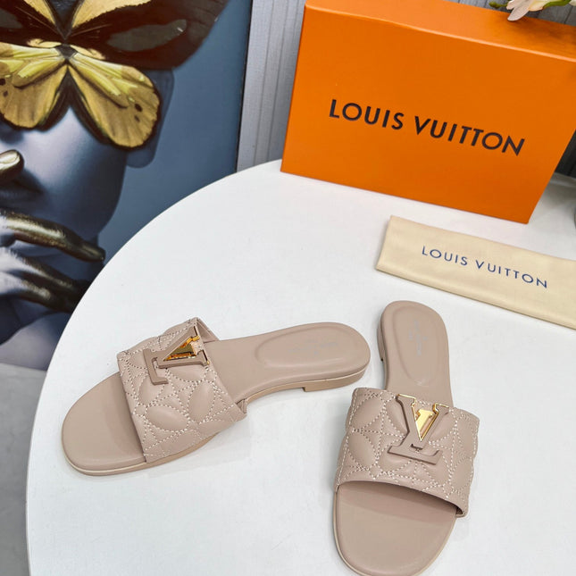 LV 26S MARE FLAT MULES IN DARK BEIGE CALFSKIN