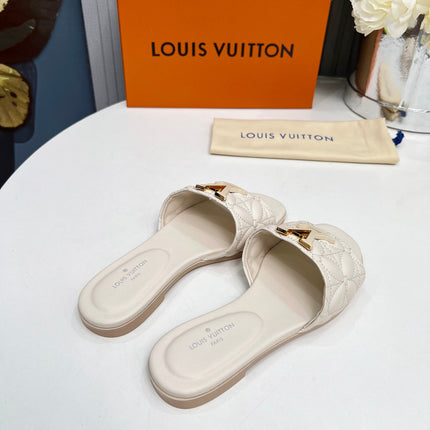 LV 26S MARE FLAT MULES IN IVORY BEIGE CALFSKIN