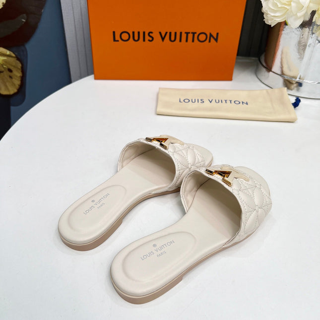 LV 26S MARE FLAT MULES IN IVORY BEIGE CALFSKIN