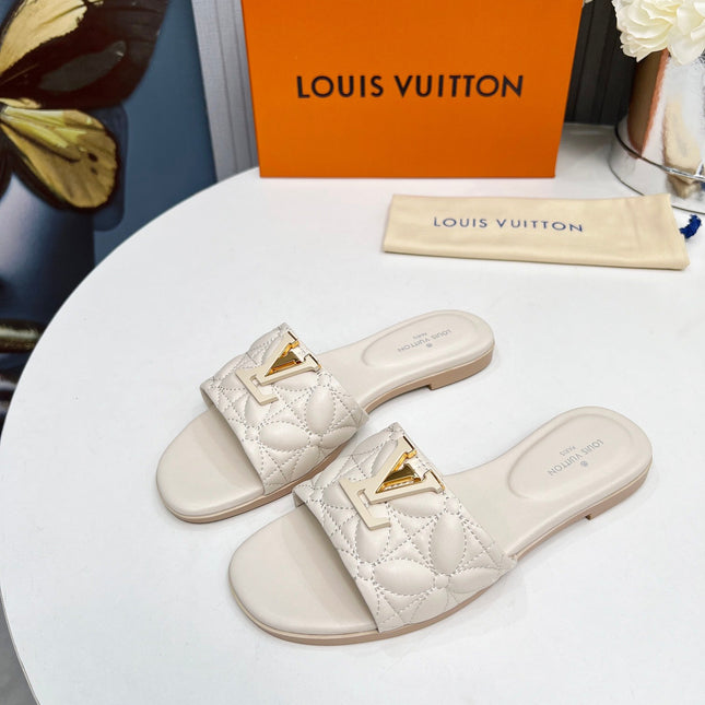 LV 26S MARE FLAT MULES IN IVORY BEIGE CALFSKIN