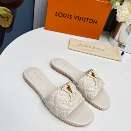 LV 26S MARE FLAT MULES IN IVORY BEIGE CALFSKIN