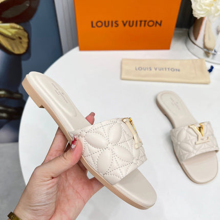 LV 26S MARE FLAT MULES IN IVORY BEIGE CALFSKIN