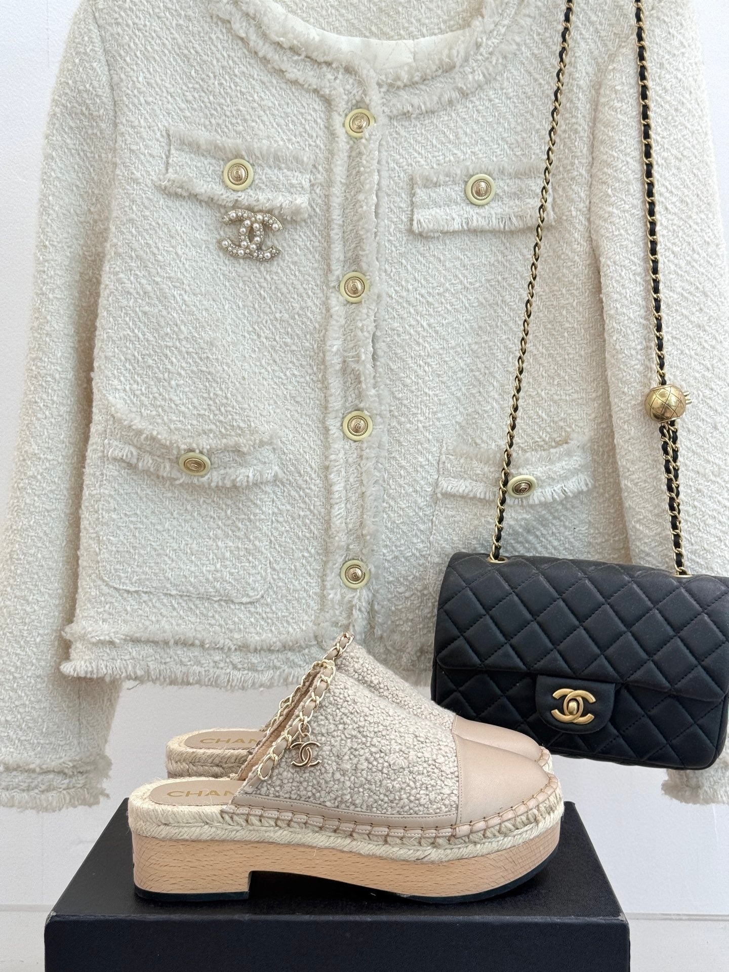 CC MULES 25SS 30 MM IN BEIGE LAMBSKIN MIX WOOL
