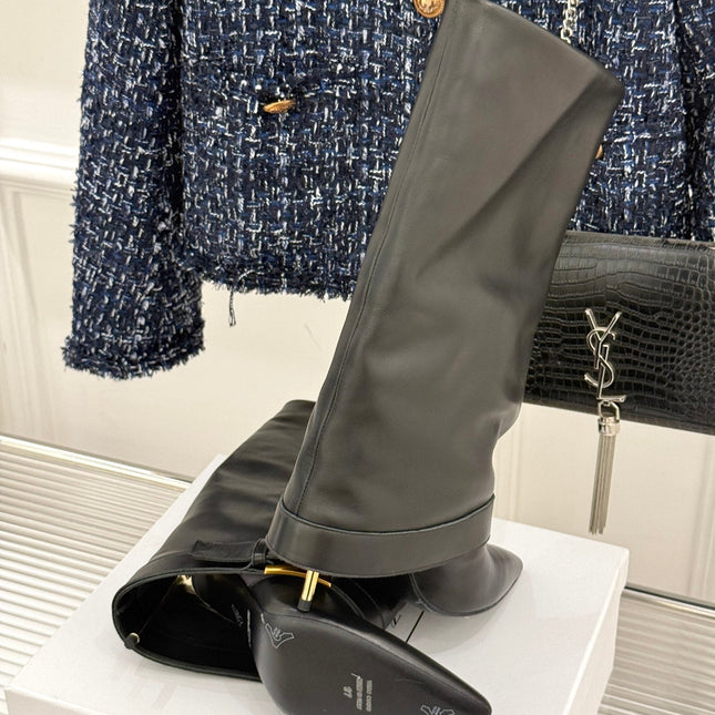 BALMAIN 25S ANTHEM BOOTS IN BLACK CALFSKIN