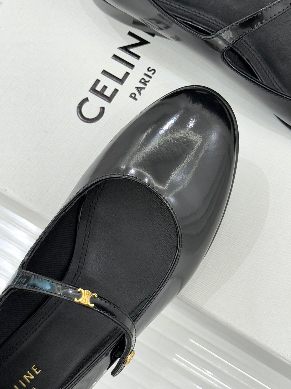 CELINE 26S MARY JANE SHOES IN BLACK LAMBSKIN