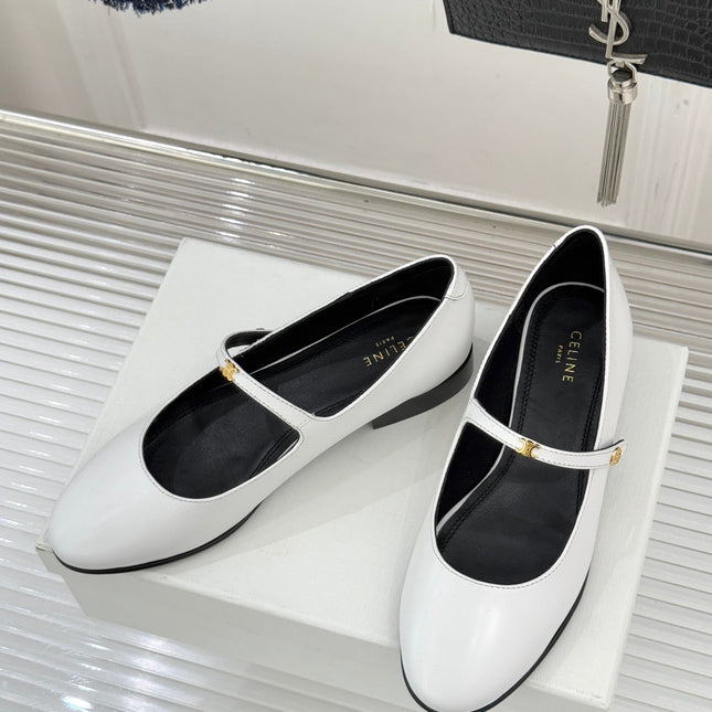 CELINE 26S MARY JANE SHOES IN WHITE LAMBSKIN