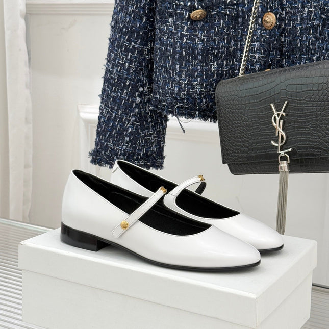 CELINE 26S MARY JANE SHOES IN WHITE LAMBSKIN