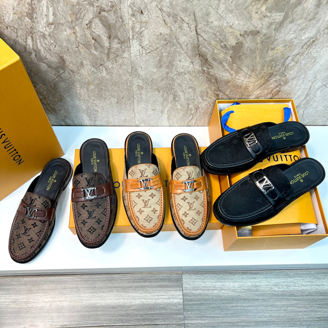 LV EASY MULE BLACK MONOGRAM CANVAS