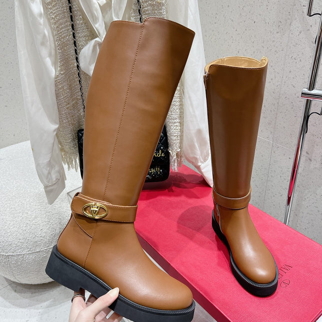 VALENTINO 25S KNEE-HIGH BOOTS IN BROWN CALFSKIN STYLE 8