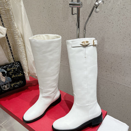 VALENTINO 25S KNEE-HIGH BOOTS IN WHITE CALFSKIN STYLE 6
