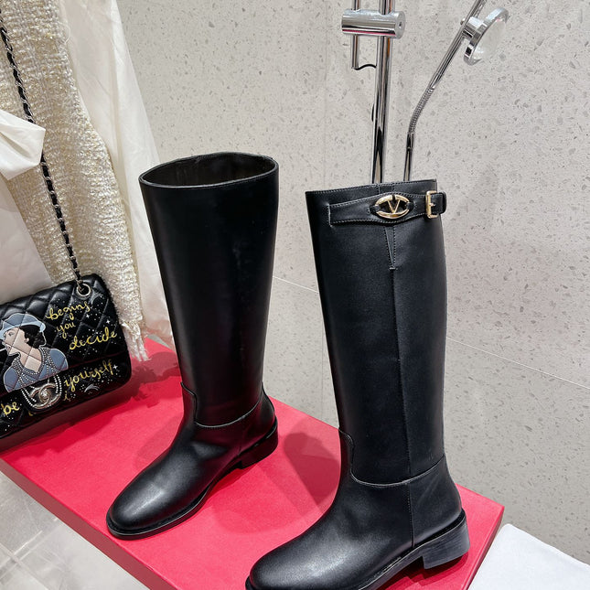 VALENTINO 25S KNEE-HIGH BOOTS IN BLACK CALFSKIN STYLE 4