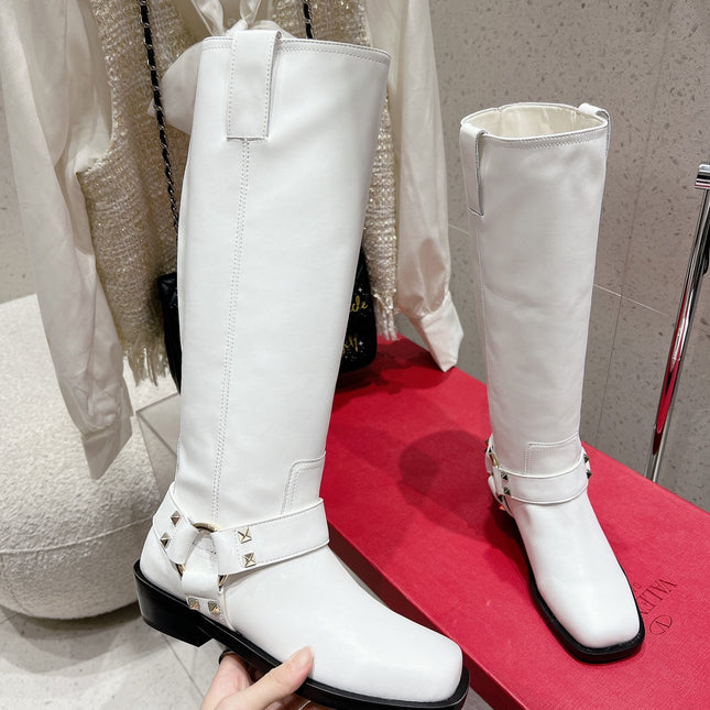 VALENTINO 25S KNEE-HIGH BOOTS IN WHITE CALFSKIN STYLE 3