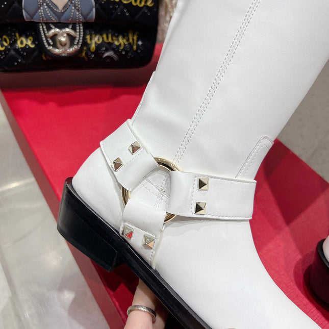 VALENTINO 25S KNEE-HIGH BOOTS IN WHITE CALFSKIN STYLE 3