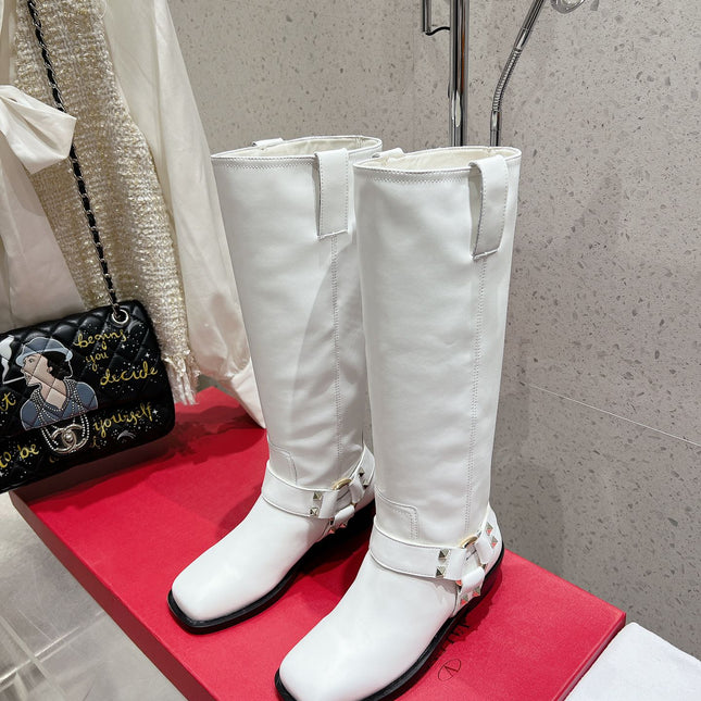 VALENTINO 25S KNEE-HIGH BOOTS IN WHITE CALFSKIN STYLE 3