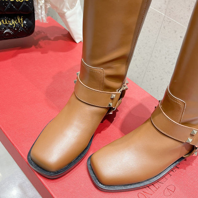 VALENTINO 25S KNEE-HIGH BOOTS IN BROWN CALFSKIN STYLE 2