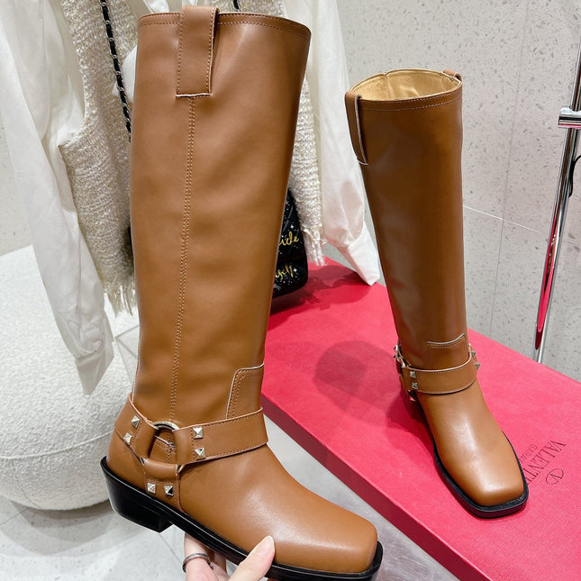 VALENTINO 25S KNEE-HIGH BOOTS IN BROWN CALFSKIN STYLE 2